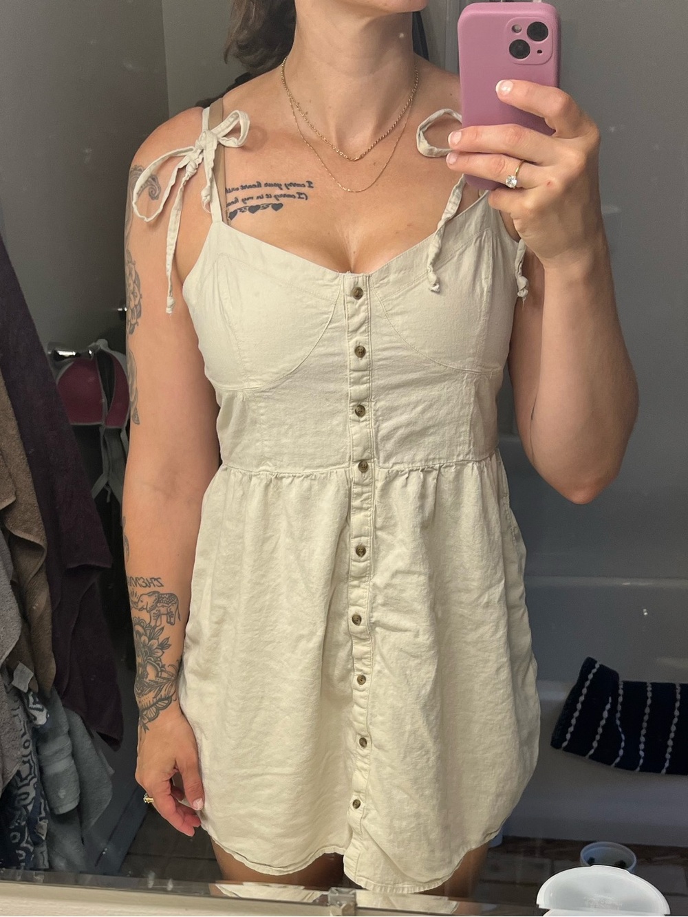 Aerie mini dress, 55% linen 45-% viscose